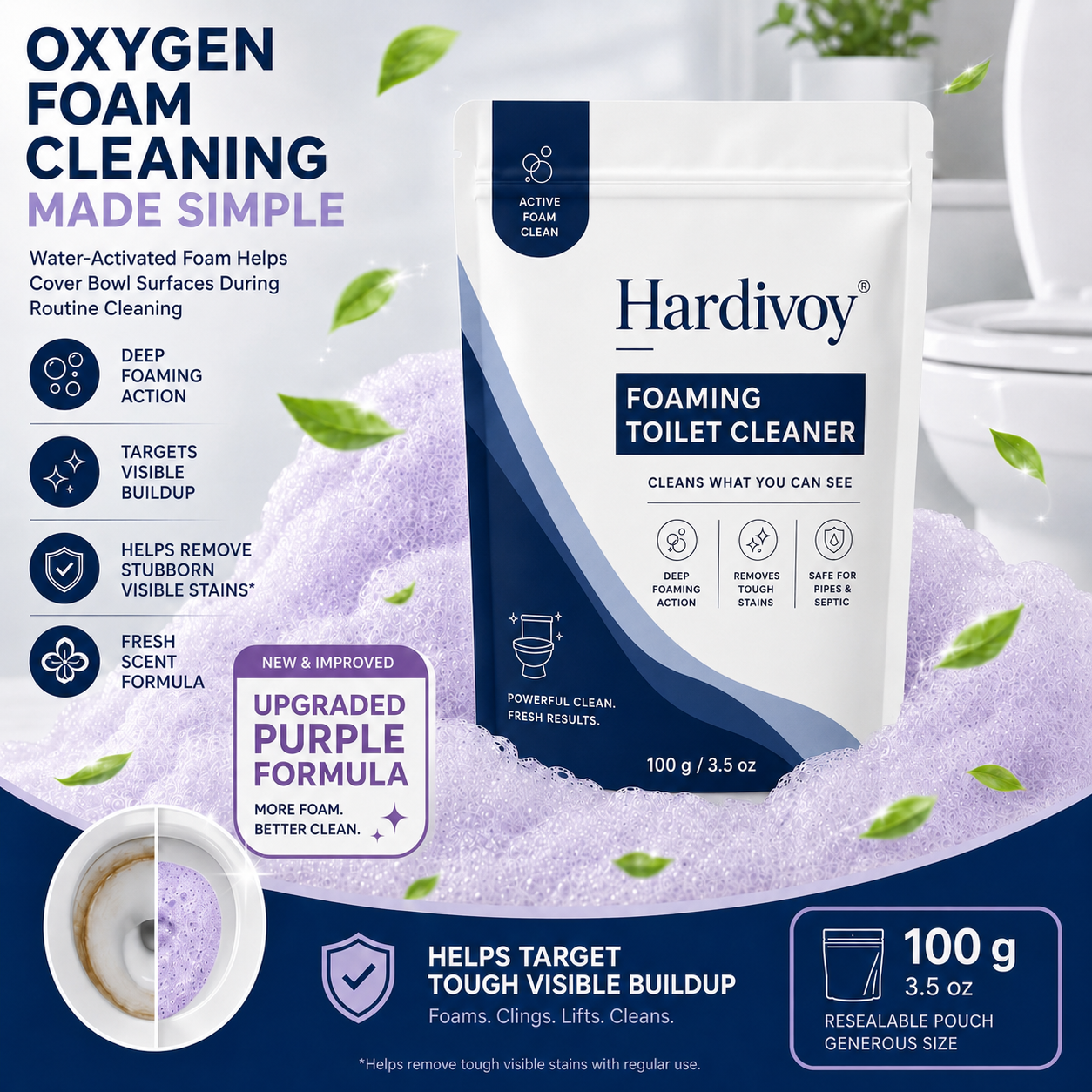Hardivoy® Oxygen Foaming Toilet Cleaner Powder