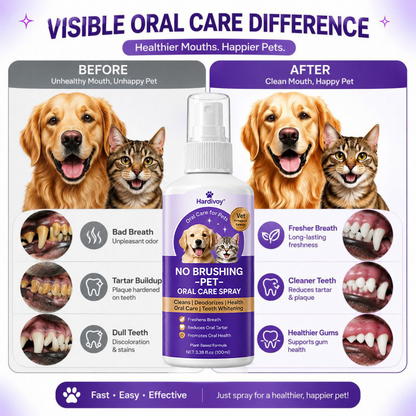 Pet oral care spray freshens breath and protects the mouth