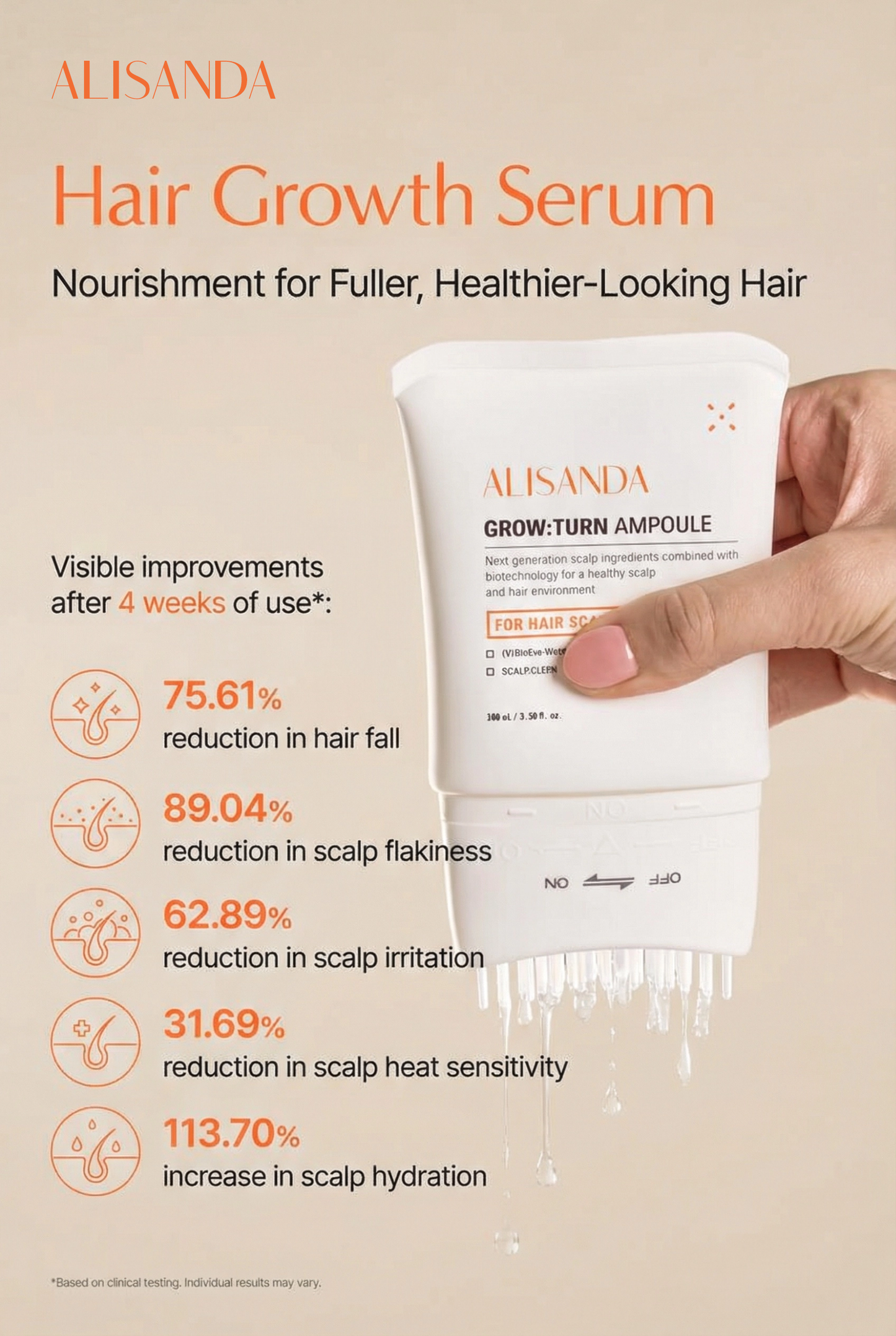 Hair Growth Serum with Built in Brush for Hair Growth & Thickening