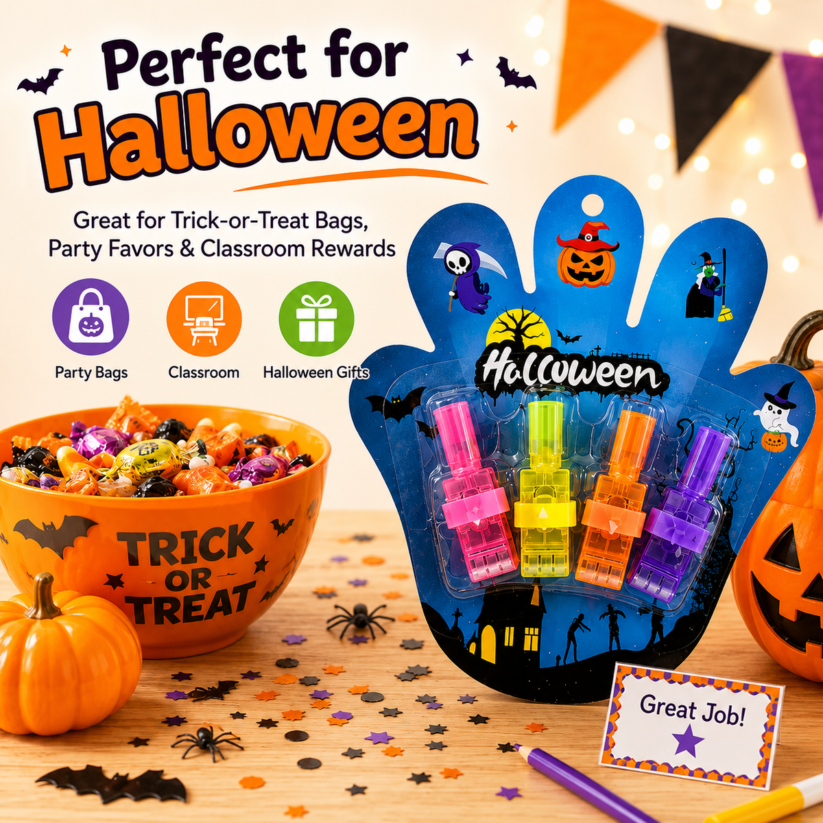 Magic Halloween Finger Projector Rings – LED Light-Up Spooky Toys