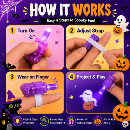 Magic Halloween Finger Projector Rings – LED Light-Up Spooky Toys